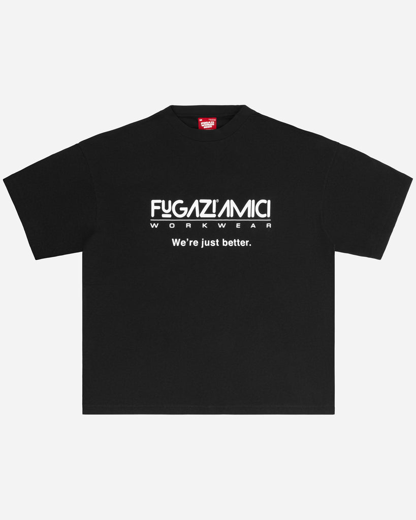 FUGAZI Better Paperthin Tee Washed Black – Slub Cotton - front view FUGAZI Better Paperthin Tee Washed Black – Slub Cotton front view