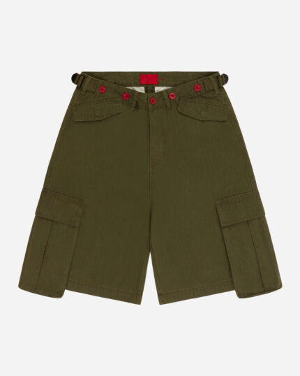 FUGAZI F-55 Baggy Cargo Shorts Olive – Utility front view
