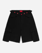FUGAZI F-55 Baggy Cargo Shorts Black – Utility front view