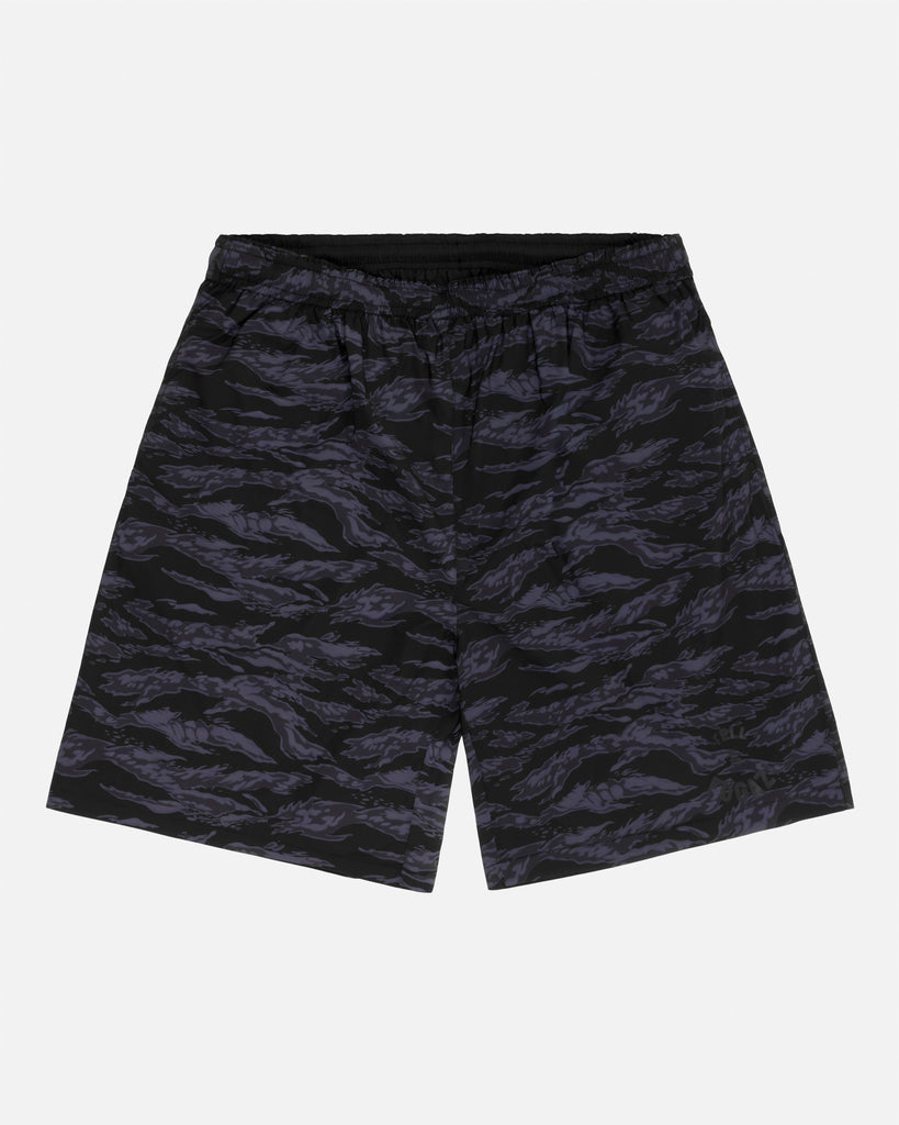 FUGAZI Tiger Camo Swim Shorts Black – Summer - front view FUGAZI Tiger Camo Swim Shorts Black – Summer front view