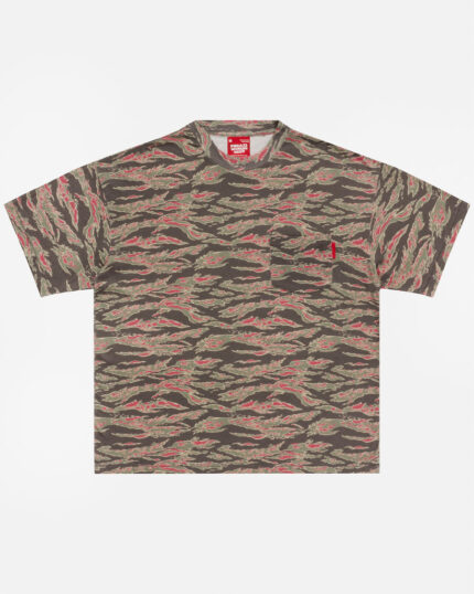 FUGAZI Tiger Camo Pocket Tee Olive – Paperthin front view