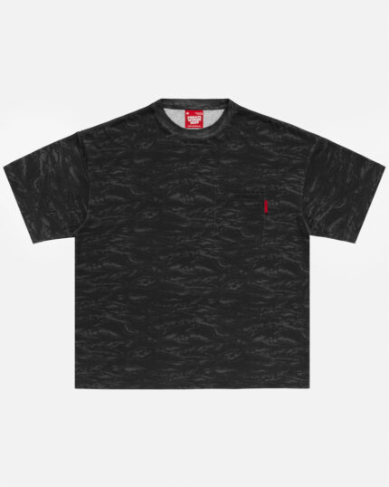FUGAZI Tiger Camo Pocket Tee Black – Paperthin front view
