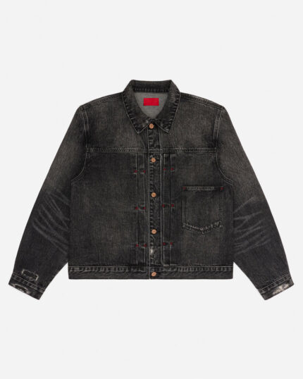 FUGAZI Good Jean Jacket Washed Black – Selvedge Denim front view