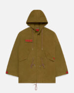FUGAZI F-55 Fishtail Parka Olive – Hooded front view