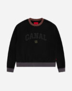 FUGAZI Alma Mater Crewneck Washed Black – Heavyweight front view