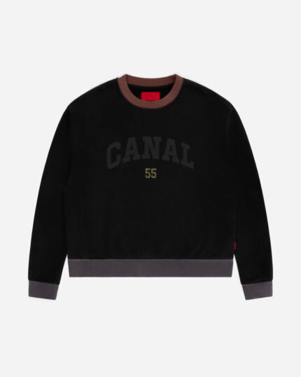 FUGAZI Alma Mater Crewneck Washed Black – Heavyweight front view