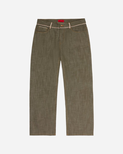 FUGAZI Even More Selfish Jeans Olive – Baggy Fit front view