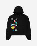 FUGAZI Embroidered Patch Hoodie – Black front view