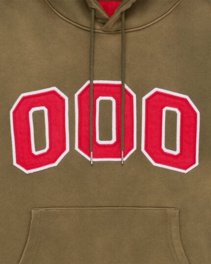 FUGAZI HOOODIE Washed Fleece Appliqué Hoodie – Olive view 2