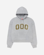 FUGAZI HOOODIE Washed Fleece Appliqué Hoodie – Grey front view