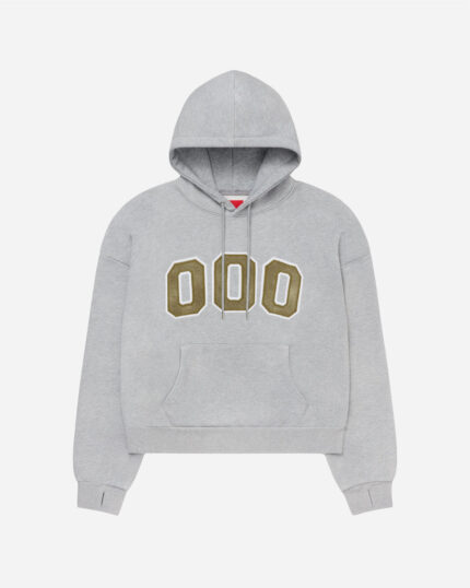FUGAZI HOOODIE Washed Fleece Appliqué Hoodie – Grey front view