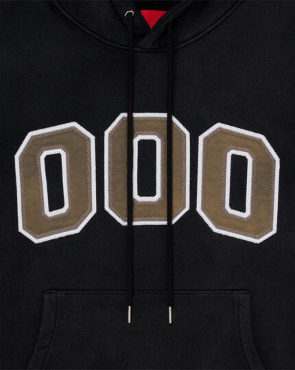 FUGAZI HOOODIE Washed Fleece Appliqué Hoodie – Black view 2