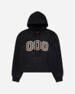 FUGAZI HOOODIE Washed Fleece Appliqué Hoodie – Black front view