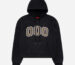 FUGAZI HOOODIE Washed Fleece Appliqué Hoodie – Black front view