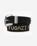 FUGAZI Western Belt Hairy Suede Black – Suede Belt front view