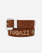 FUGAZI Western Belt Hairy Suede Brown – Suede Belt front view