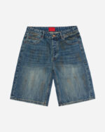 FUGAZI Good Denim Shorts Mud Washed – Heavyweight front view