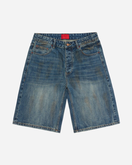 FUGAZI Good Denim Shorts Mud Washed – Heavyweight front view