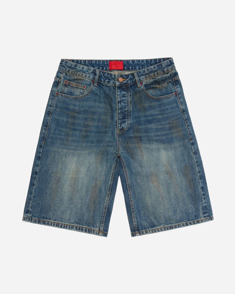 FUGAZI Good Denim Shorts Mud Washed – Heavyweight - front view FUGAZI Good Denim Shorts Mud Washed – Heavyweight front view