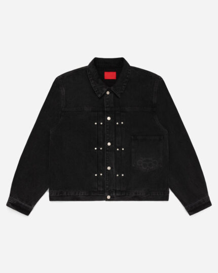 FUGAZI Novelty Denim Jacket Washed Black – Cropped front view