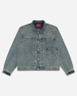 FUGAZI Novelty Denim Jacket Mud Washed – Cropped front view