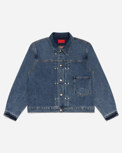 FUGAZI Novelty Denim Jacket Dark Washed – Cropped front view