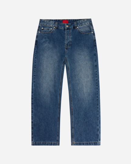 FUGAZI Novelty Jeans Dark Washed – Baggy Fit front view