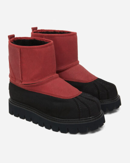 FUGAZI OOF Boot Red / Black – red leather upper with black suede shell toe, black lining and black lug sole