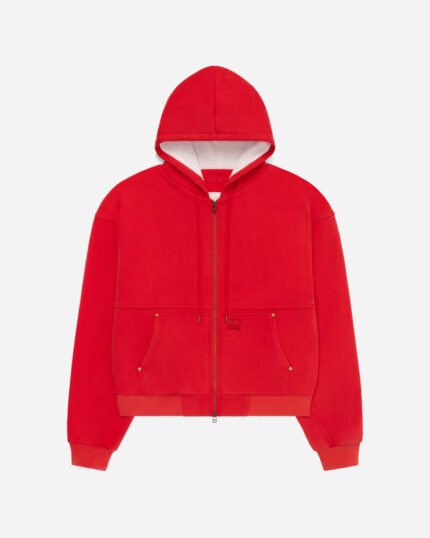 FUGAZI Super Duty Waffle-Lined Zip Hoodie – Red front view
