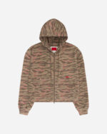 FUGAZI Washed Tiger Camo Zip Hoodie – Olive front view
