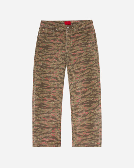 FUGAZI Washed Tiger Camo Work Pant Olive – Heavyweight front view