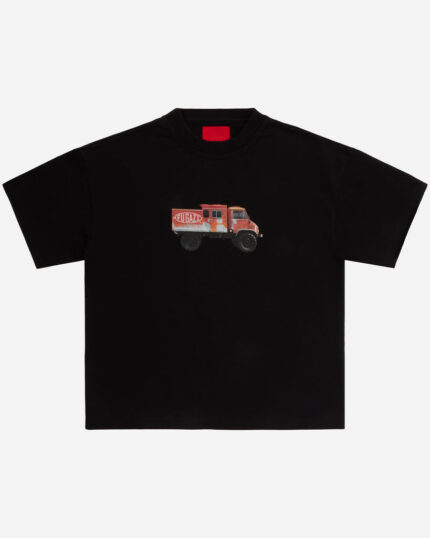 FUGAZI Truck Tee Black – Heavyweight front view