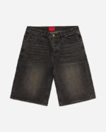 FUGAZI Good Denim Shorts Washed Black – Heavyweight front view